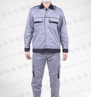 Đồng phục công nhân vải Kaki túi hộp tiện lợi màu Xám phối Đen [Mã DCN-04]