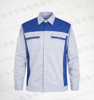 Áo Bảo Hộ Phản Quang Vải Kaki Màu Ghi Phối Xanh Dương [Mã APQ - 02]