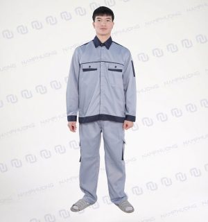 Đồng phục bảo hộ ngành dầu khí vải Kaki màu ghi phối navy [Mã DDK-03]