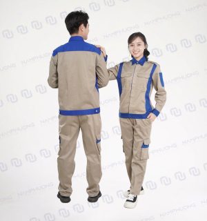 Alternative view of Đồng Phục Bảo Hộ Kỹ Thuật Vải Kaki Pangrim Hàn Quốc Phối Màu Be Xanh Dương [Mã DKT-02]