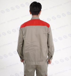 Alternative view of Đồng Phục Bảo Hộ Kỹ Thuật Vải Kaki Pangrim Có Túi Ngực Phối Màu Be Đỏ [Mã DKT-04]