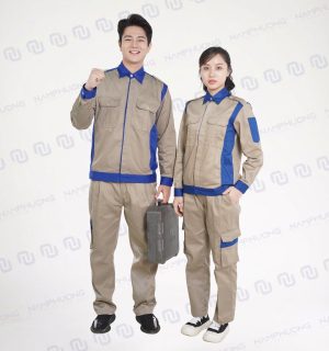 Đồng Phục Bảo Hộ Kỹ Thuật Vải Kaki Pangrim Hàn Quốc Phối Màu Be Xanh Dương [Mã DKT-02]