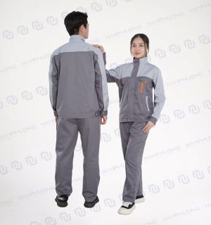 Alternative view of Quần áo bảo hộ dầu khí vải Kaki phối màu tương phản ghi sáng – ghi đậm [Mã DDK-04]