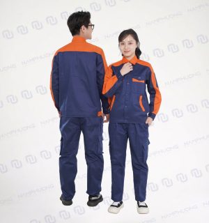 Alternative view of Đồng phục bảo hộ ngành dầu khí vải Kaki màu xanh tím than phối cam [Mã DDK-02]