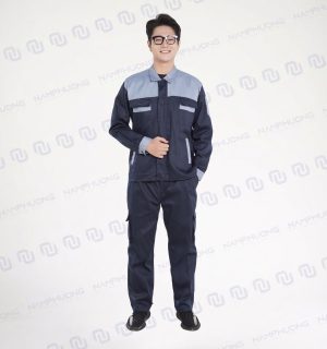 Đồng phục bảo hộ ngành dầu khí vải Kaki dày chống bám bụi màu xám phối ghi sáng [Mã DDK-01]