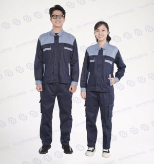 Alternative view of Đồng phục bảo hộ ngành dầu khí vải Kaki dày chống bám bụi màu xám phối ghi sáng [Mã DDK-01]