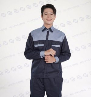Đồng phục bảo hộ kỹ sư công trình phối màu xanh navy ghi sáng [Mã DKS-06]