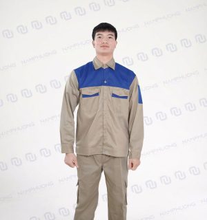 Đồng phục bảo hộ kỹ sư vải Kaki Nam Định màu be xanh dương [Mã DKS-08]
