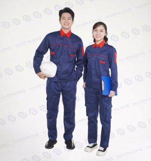 Đồng phục bảo hộ kỹ sư phối màu xanh navy đỏ [Mã DKS-09]