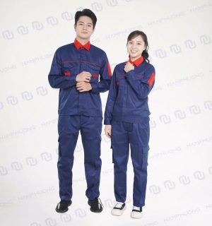 Alternative view of Đồng phục bảo hộ kỹ sư phối màu xanh navy đỏ [Mã DKS-09]