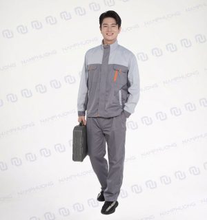 Đồng phục bảo hộ kỹ sư vải Kaki Pangrim phối màu ghi sáng ghi đậm [Mã DKS-10]