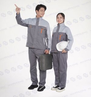 Alternative view of Đồng phục bảo hộ kỹ sư vải Kaki Pangrim phối màu ghi sáng ghi đậm [Mã DKS-10]