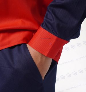 Alternative view of Đồng phục bảo hộ kỹ thuật vải Kaki phối màu đỏ – xanh Navy dáng suông hiện đại [Mã DKT-06]