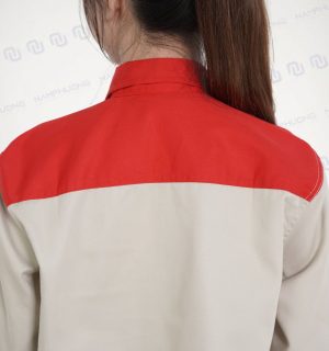 Alternative view of Đồng phục bảo hộ kỹ thuật vải Kaki nhiều túi màu be đỏ [Mã DKT-10]