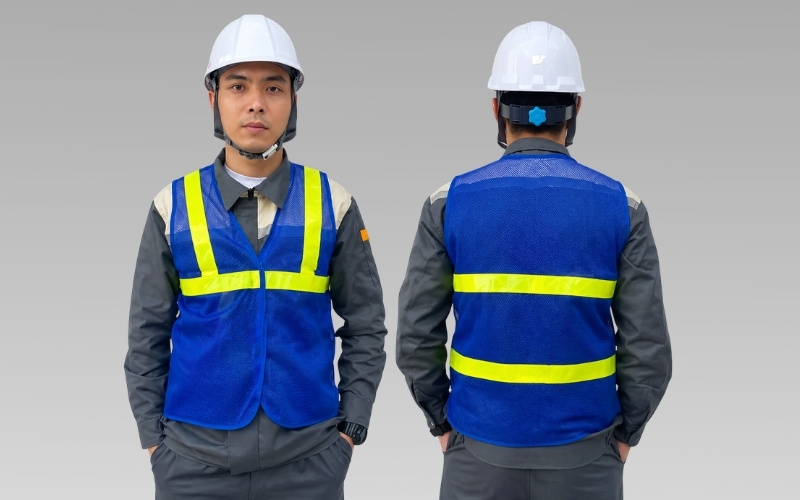Áo gile lưới phản quang giúp công nhân xây dựng an toàn, thoáng khí và dễ nhận diện