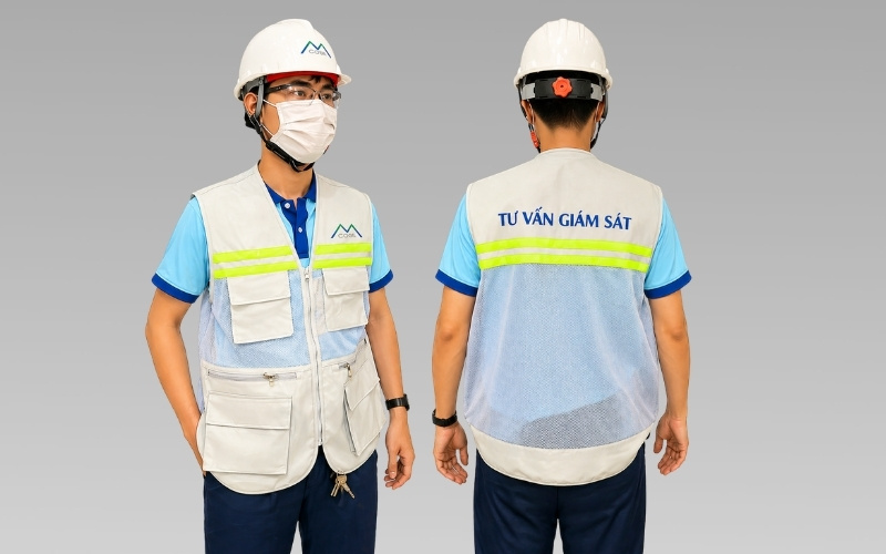 Áo gile phản quang cho kỹ sư thiết kế an toàn, gọn gàng, tích hợp túi đa năng chuyên dụng