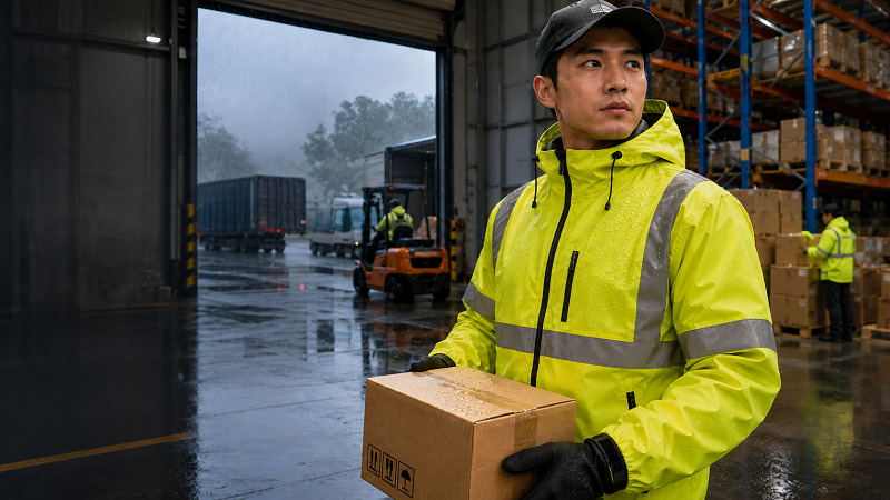 Áo khoác bảo hộ chống thấm trong môi trường Kho vận, logistics cần có thiết kế gọn gàng