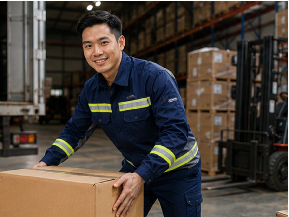 Công nhân bốc xếp chọn áo khoác nhẹ, thoáng khí hỗ trợ vận động linh hoạt