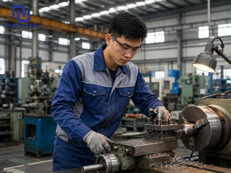 Công nhân xưởng cơ khí nên lựa chọn áo khoác có độ thoáng khí tốt