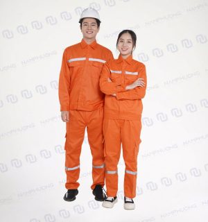 Mẫu đồng phục công nhân điện lực DDL-08 thiết kế tông cam chủ đạo