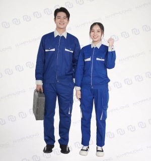 Đồng phục bảo hộ kỹ thuật DKT-11 màu xanh dương phối ghi sáng