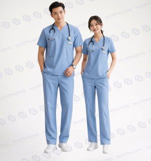 Đồng phục bảo hộ y tế mã DYT-09 gây ấn tượng với gam xanh pastel thanh lịch