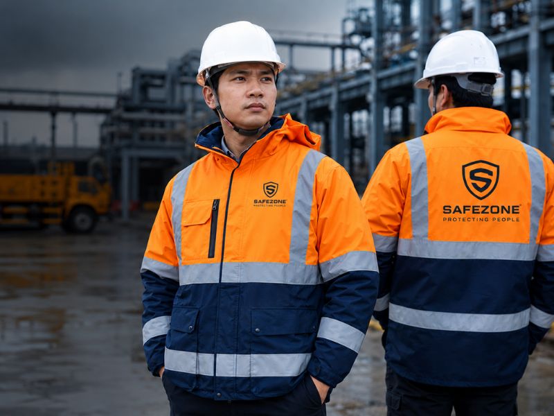 Kết hợp với logo để tăng khả năng nhận diện cho áo khoác bảo hộ