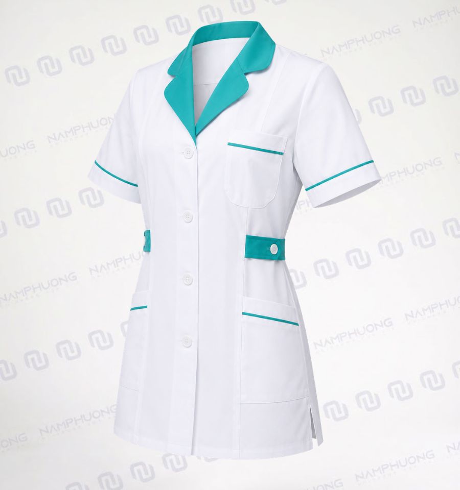 Hệ cúc áo chạy dọc thân trước dễ thao tác khi mặc