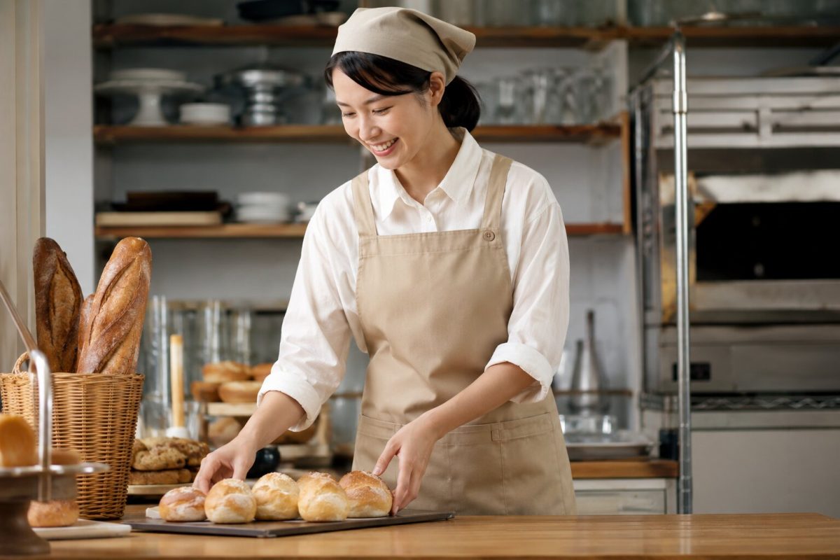 Tạp dề yếm thanh lịch, tiện dụng cho tiệm bánh và quán cà phê