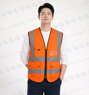 Áo phản quang [Mã APQ-07] thiết kế không tay giúp người mặc vận động linh hoạt