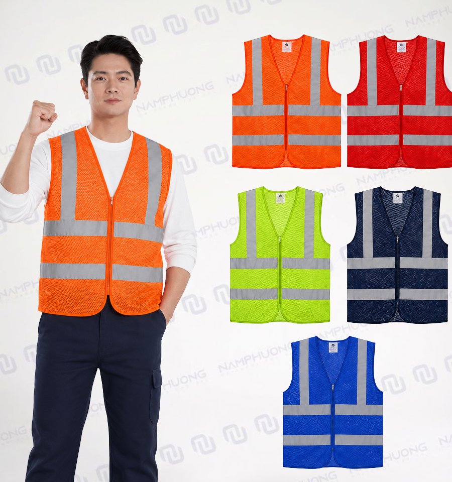 Mẫu áo phản quang APQ-08 thiết kế với màu sắc đa dạng