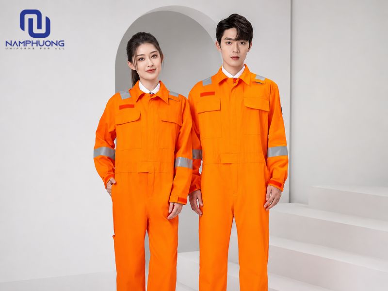 Đồng phục kỹ thuật ngành điện liền quần giúp che phủ cơ thể tốt