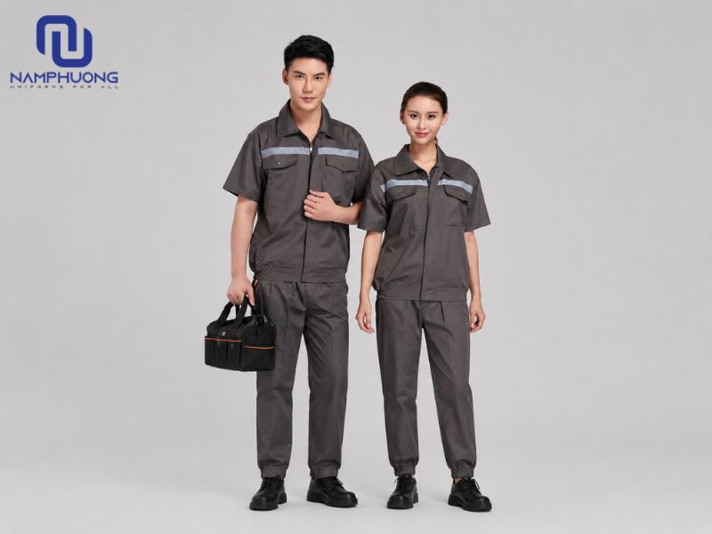 Đồng phục ngành điện áo ngắn tay mang lại cảm giác thoáng mát, linh hoạt