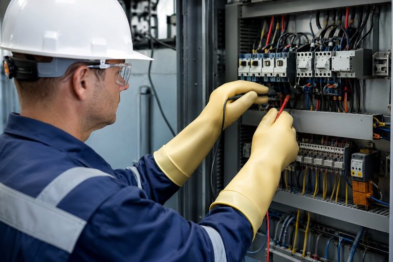 Găng tay thợ điện cách điện giúp giảm nguy cơ điện giật và bảo vệ bàn tay khi làm việc 