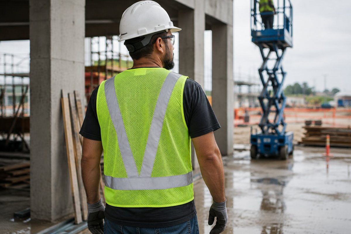 Áo lưới phản quang chữ V gọn nhẹ, thoáng và phù hợp cho công nhân thi công 