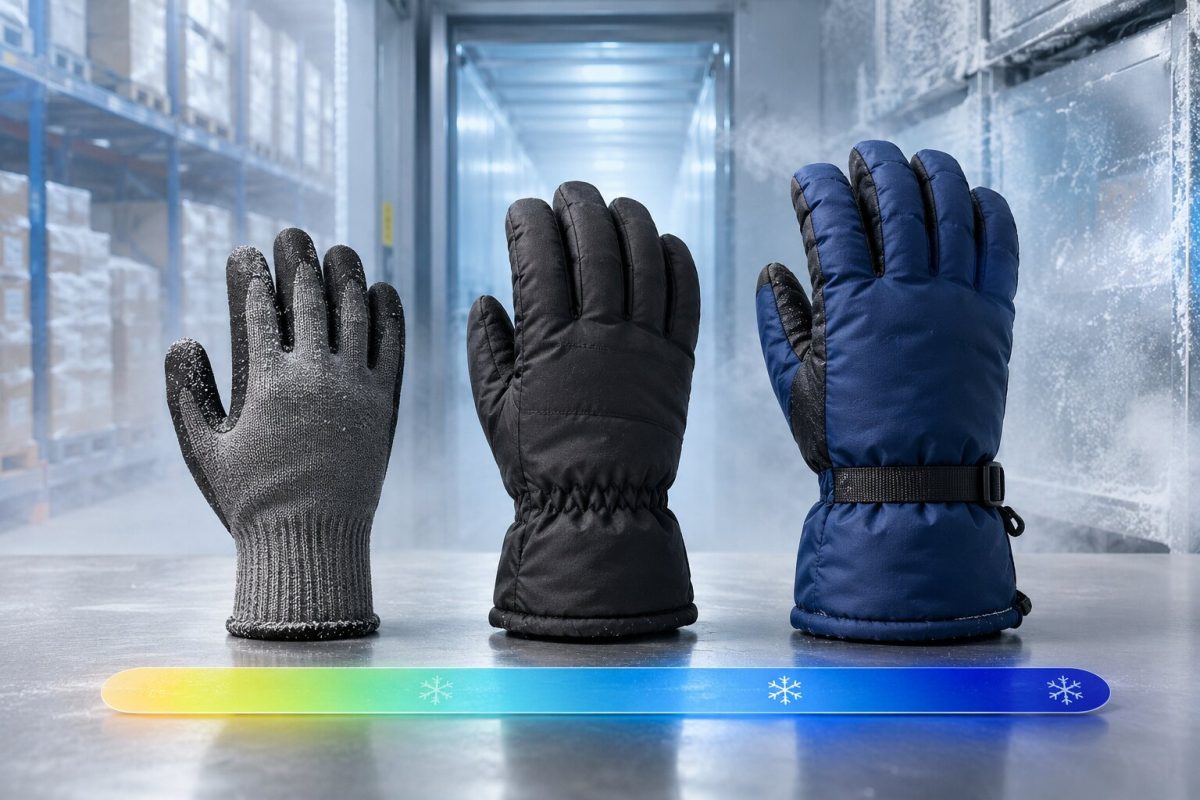 Găng tay kho lạnh cần chọn đúng cấp nhiệt từ -10°C đến -50°C để đảm bảo giữ ấm