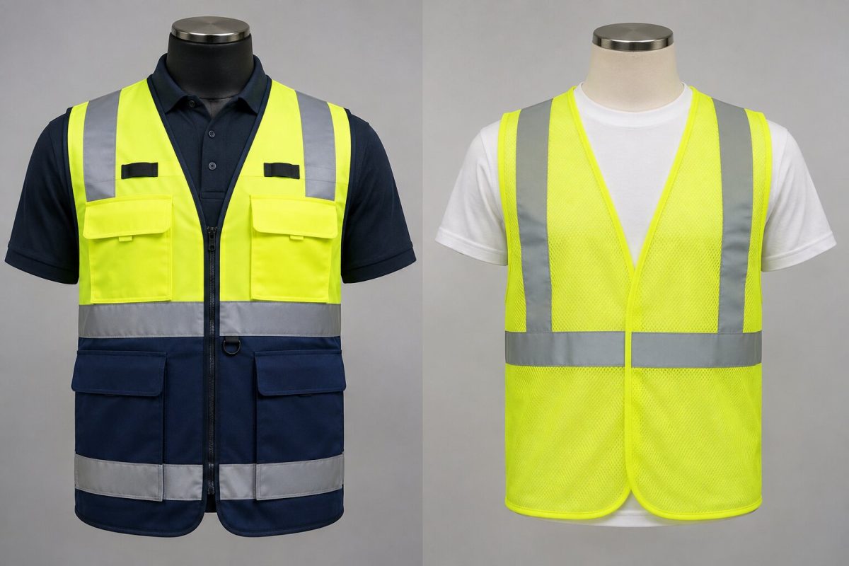 So sánh áo ghi lê kỹ sư 4 túi và áo ghi lê lưới phản quang thường 