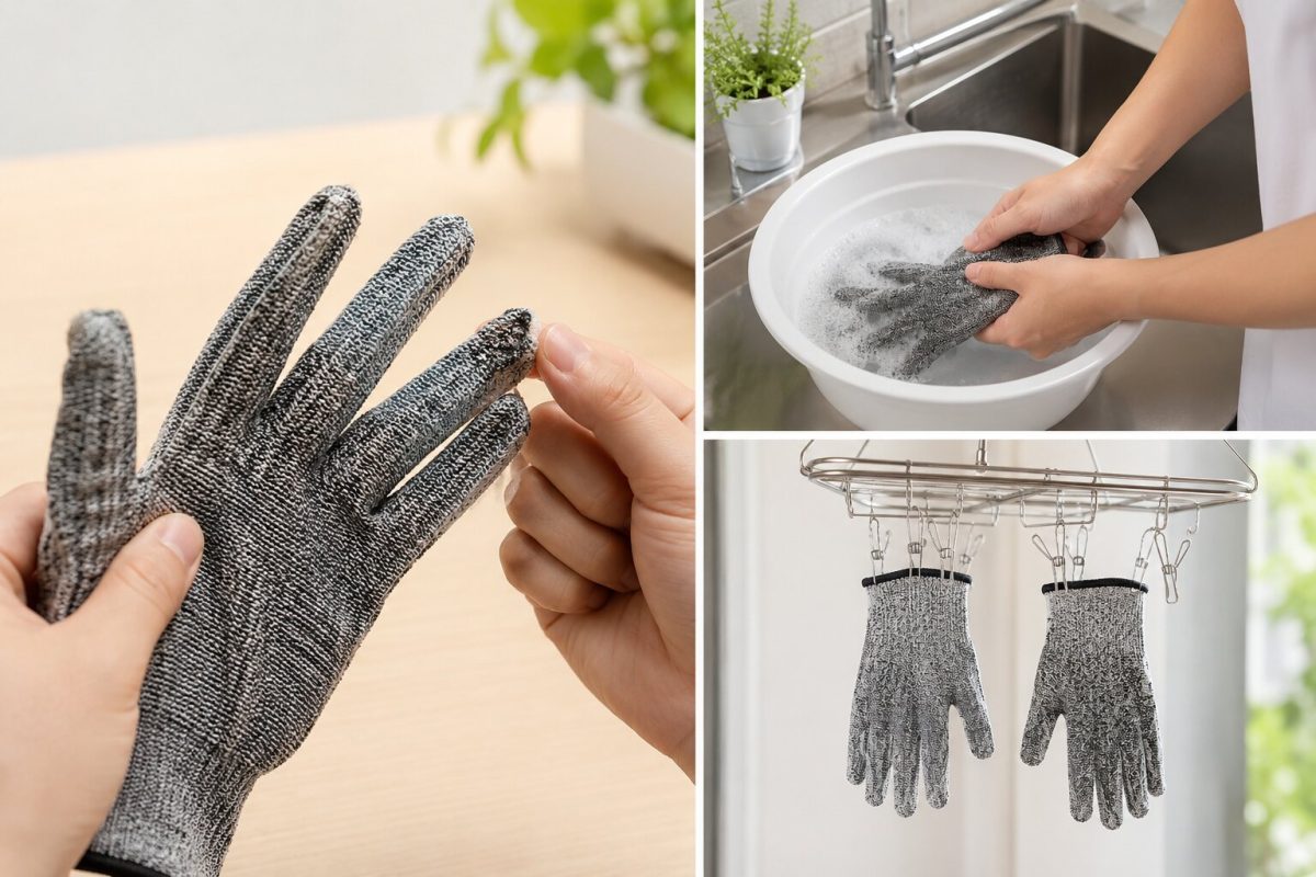 Kiểm tra và giặt đúng cách giúp găng chống cắt bền, sạch và duy trì khả năng bảo vệ 