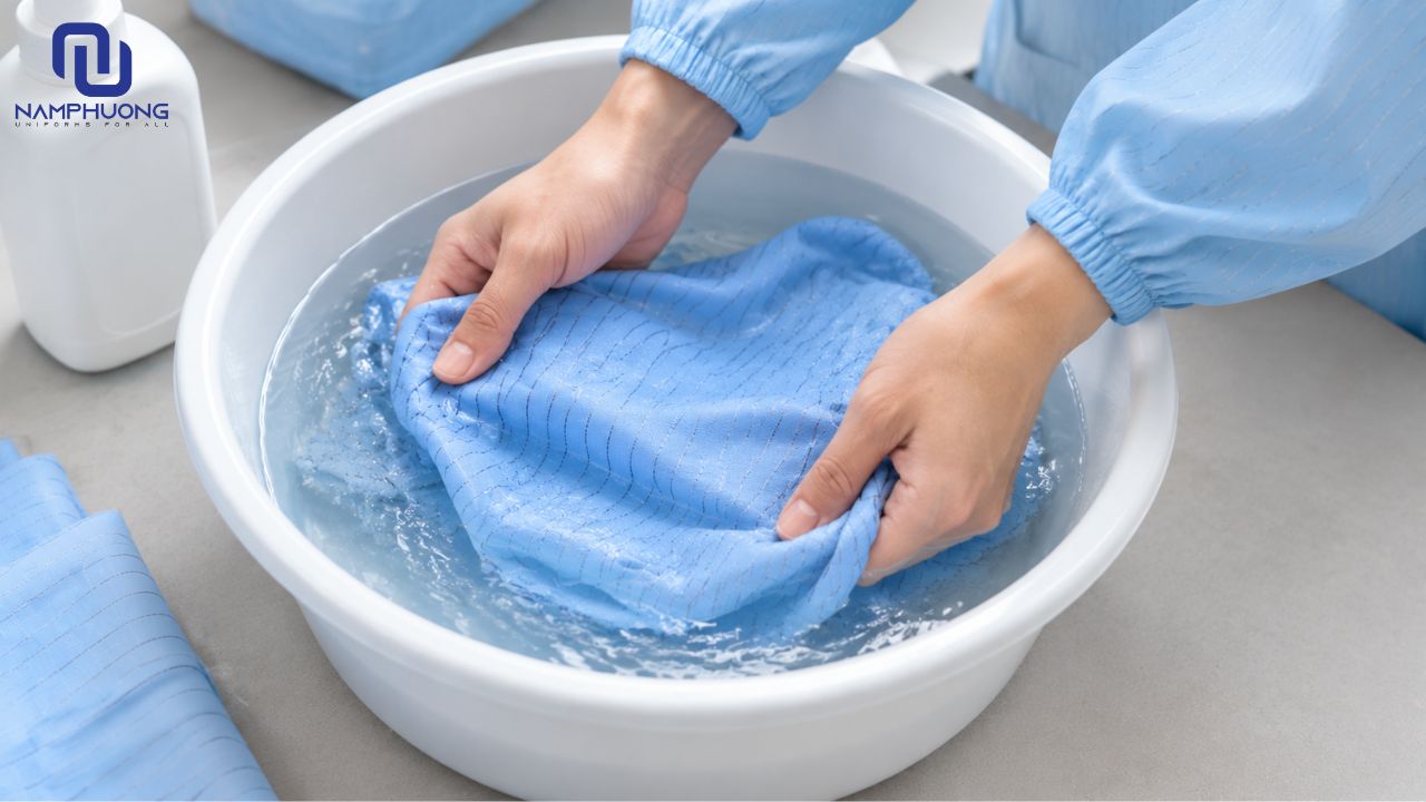 Trang phục làm từ vải phòng sạch chống tĩnh điện cần được giặt đúng cách