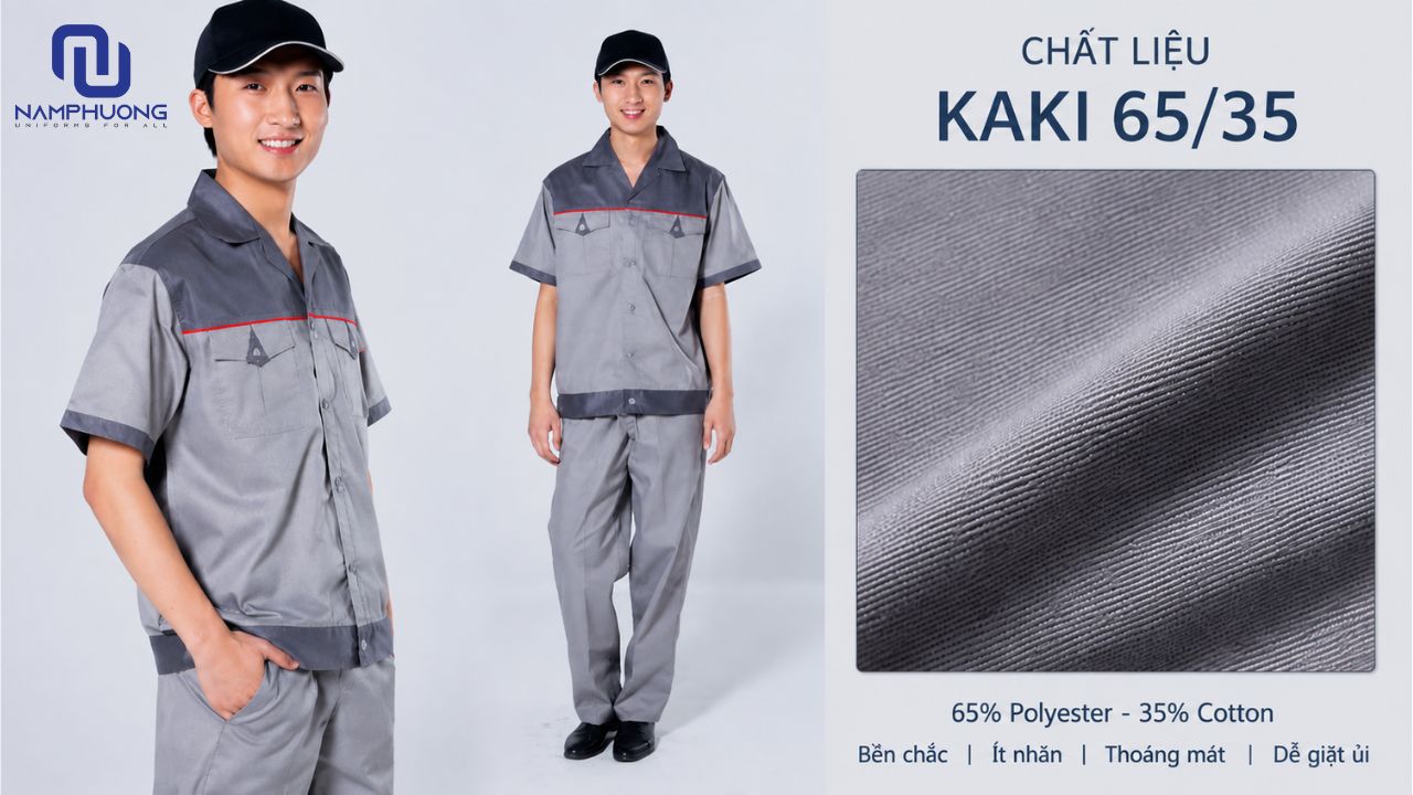 Vải Kaki 65/35 là lựa chọn phổ biến khi may quần áo bảo hộ lao động