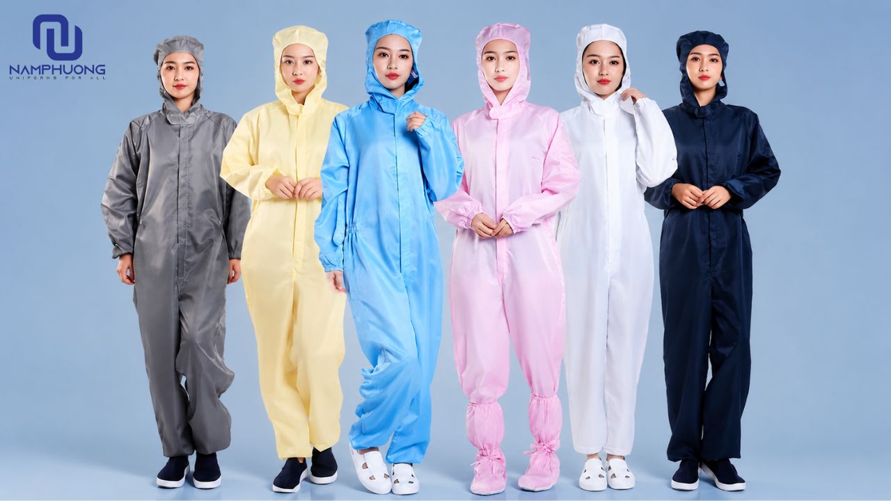 Vải phòng sạch được sử dụng để may quần áo phòng sạch liền thân Coverall