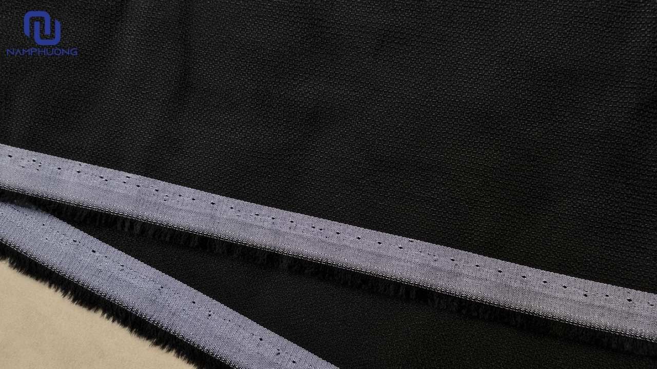 Vải thô gân đen 100% cotton có độ bền cao