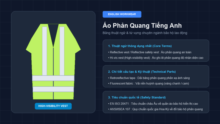 Bảng thuật ngữ áo phản quang tiếng Anh trong ngành bảo hộ lao động