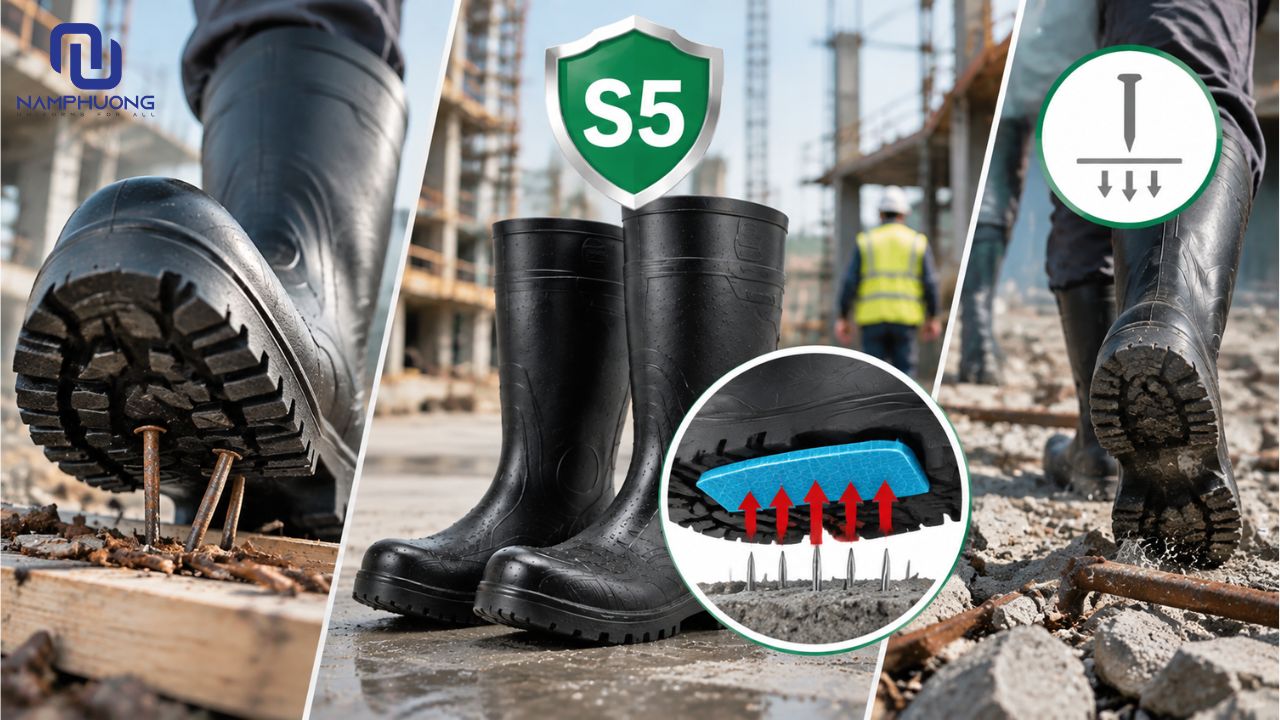 Cấp bảo vệ S5 được tích hợp thêm lớp lót chống đâm xuyên dưới đế