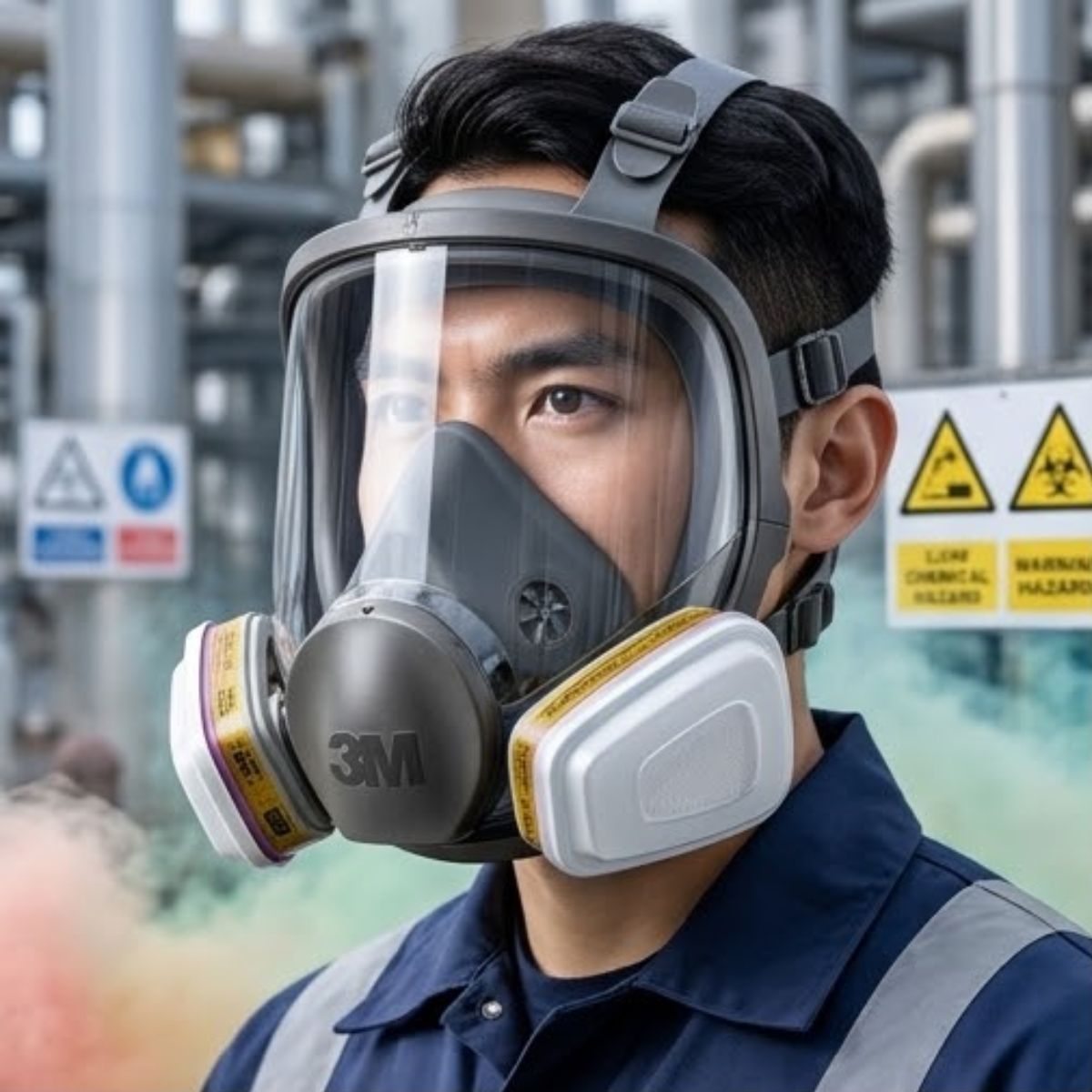 Mặt nạ toàn mặt 3M 6800 hỗ trợ bảo vệ mắt và đường hô hấp trong môi trường có nguy cơ hóa chất, khí độc
