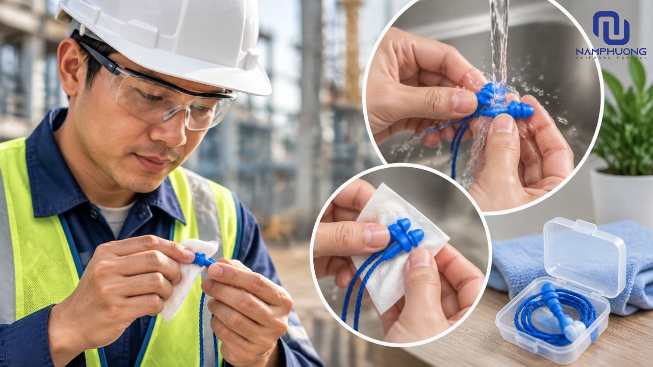 Người lao động nên vệ sinh nút tai định kỳ theo hướng dẫn