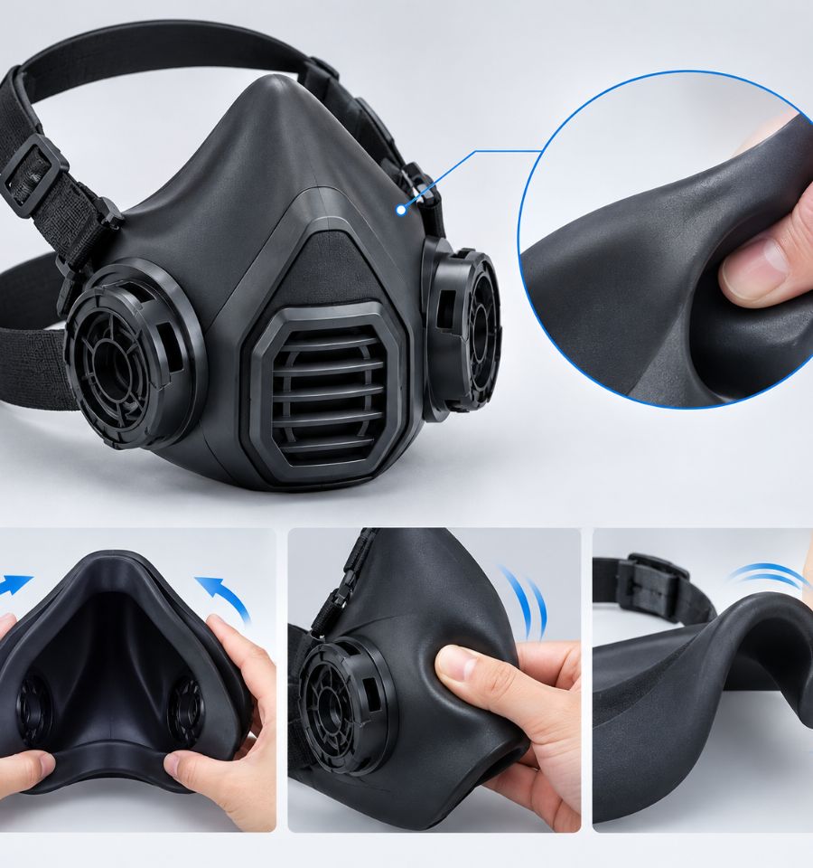 Phần thân mặt nạ NP306 sử dụng nhựa dẻo TPR có độ mềm và đàn hồi