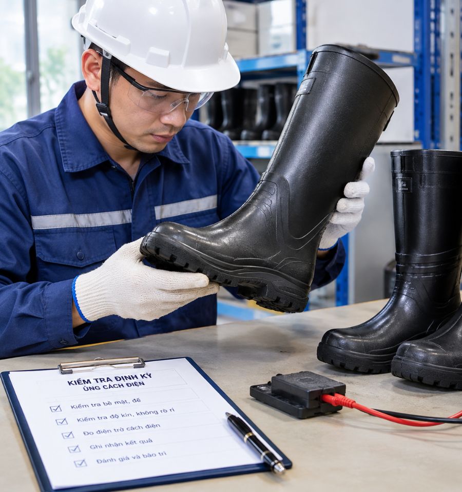 Ủng cách điện cần được kiểm tra và thử nghiệm định kỳ