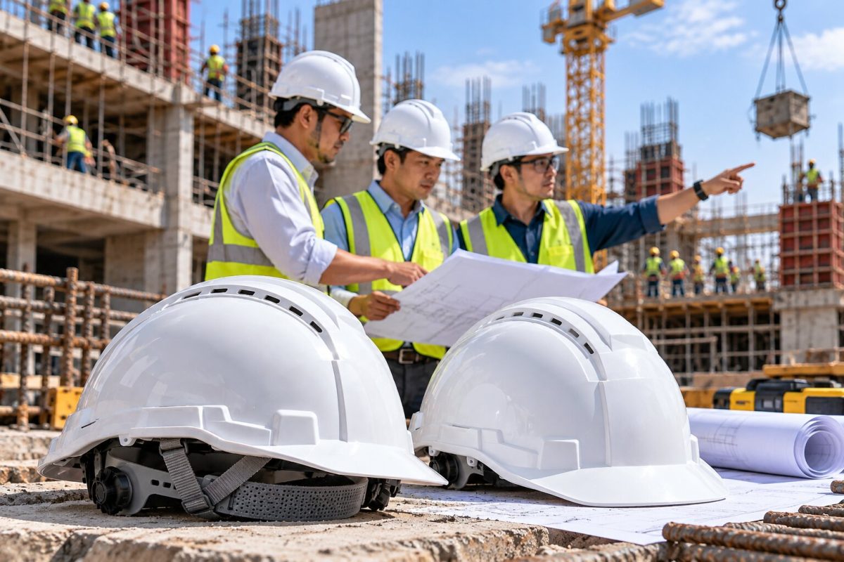 Mũ bảo hộ công trường màu trắng phù hợp cho kỹ sư, giám sát và quản lý