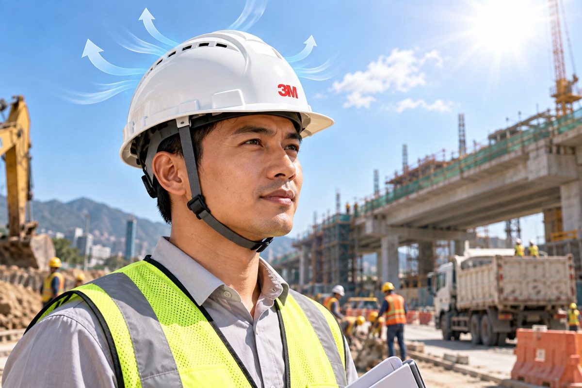 Mũ bảo hộ 3M H701V có lỗ thoáng khí, phù hợp môi trường nóng và làm việc ngoài trời